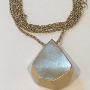 NEW MODERNIST brushed gold LONG pendant necklace